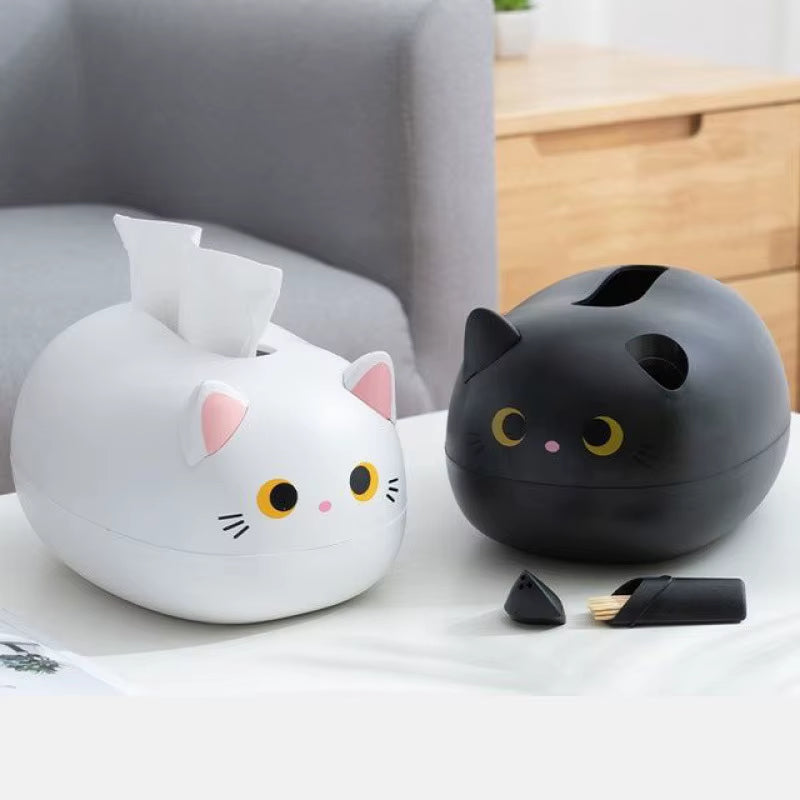 Kawaii Cat Tissue Box Holder - Cute & Stylish Napkin Storage for Home & Office Decor