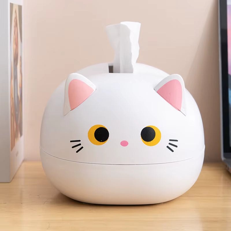 Kawaii Cat Tissue Box Holder - Cute & Stylish Napkin Storage for Home & Office Decor