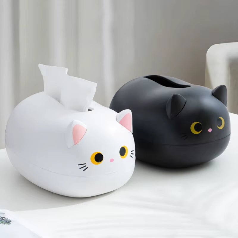 Kawaii Cat Tissue Box Holder - Cute & Stylish Napkin Storage for Home & Office Decor